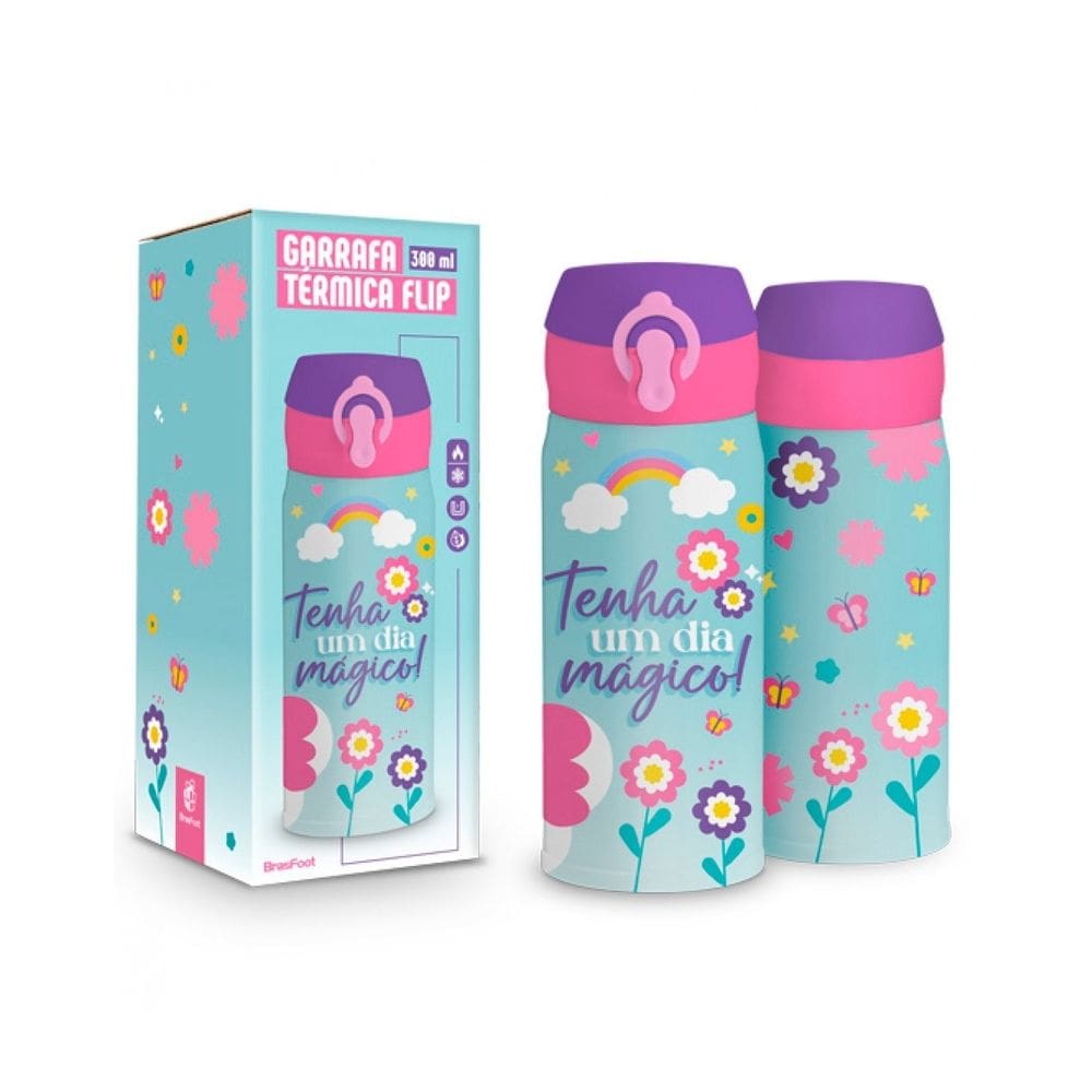 Garrafa Térmica Flip Unicórnio - 300ml - Brasfoot
