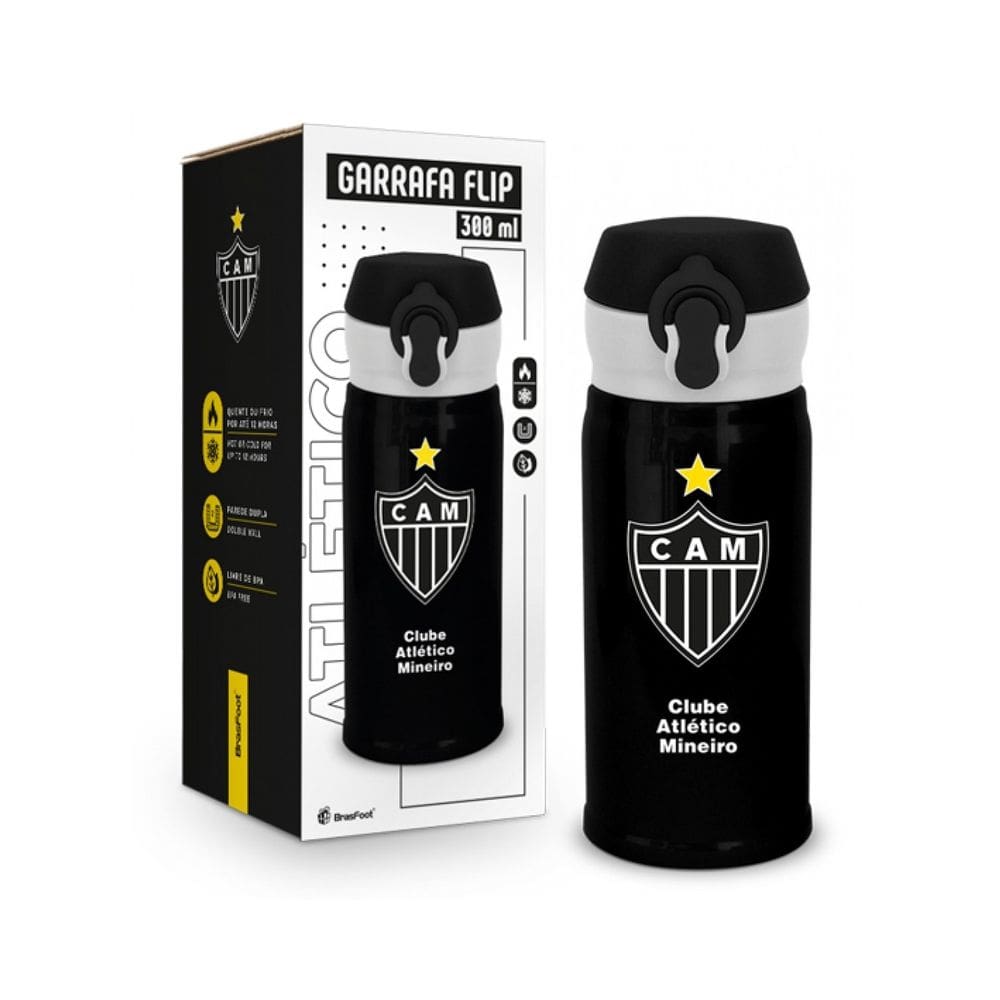 Garrafa Térmica Flip - Atlético Mineiro - 300ml - Brasfoot