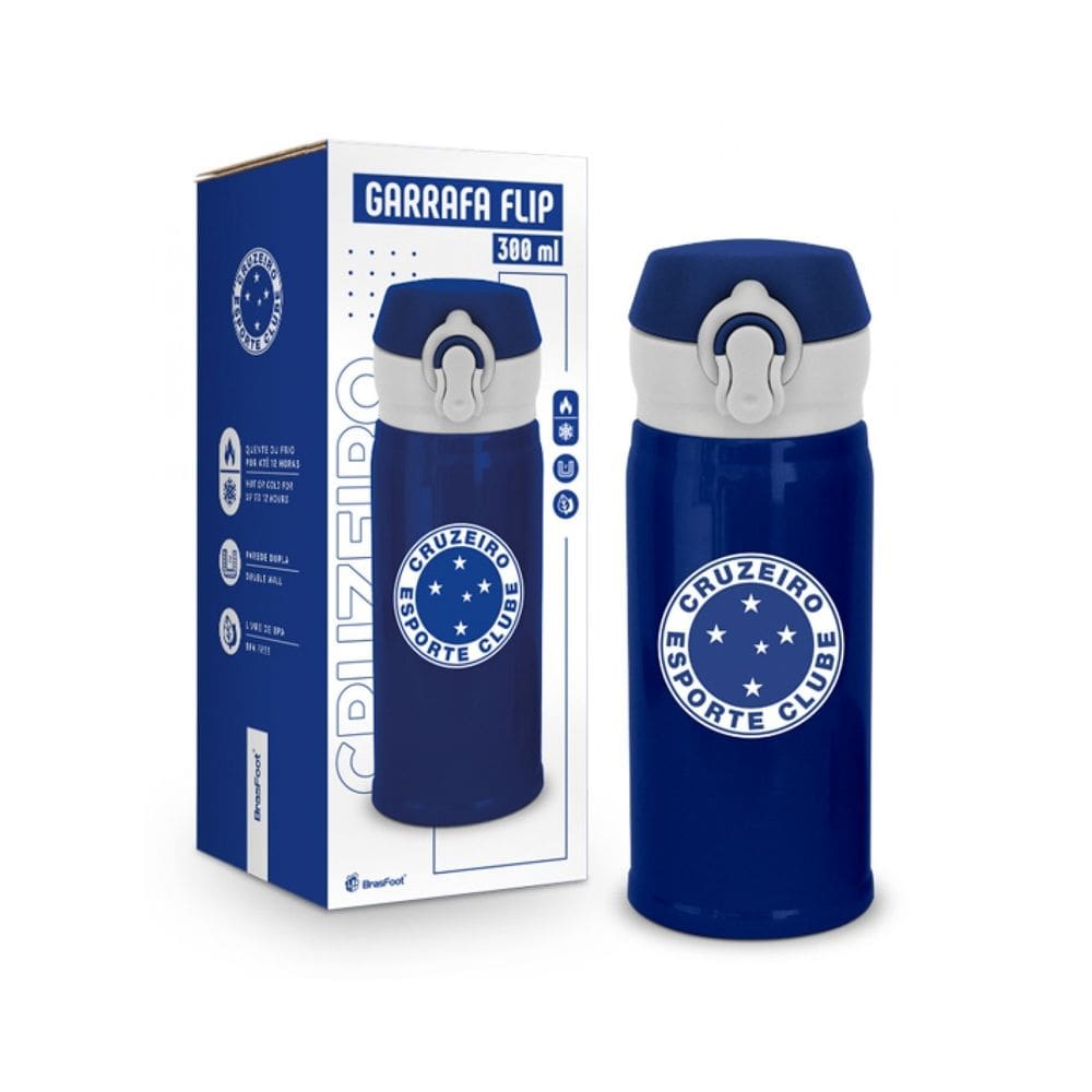 Garrafa Térmica Flip - Cruzeiro - 300ml - Brasfoot