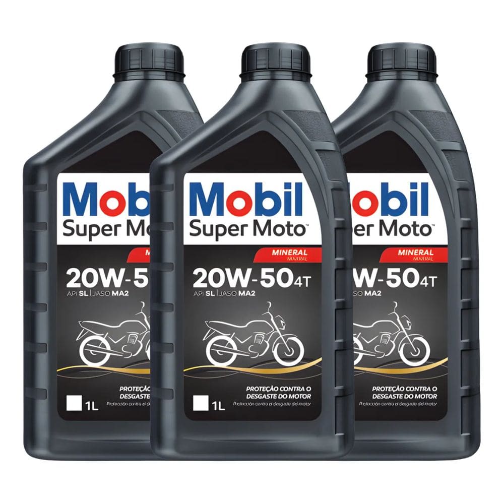 Óleo Mobil 20W50 Para Moto 4 Tempos Mineral 3 Unidades