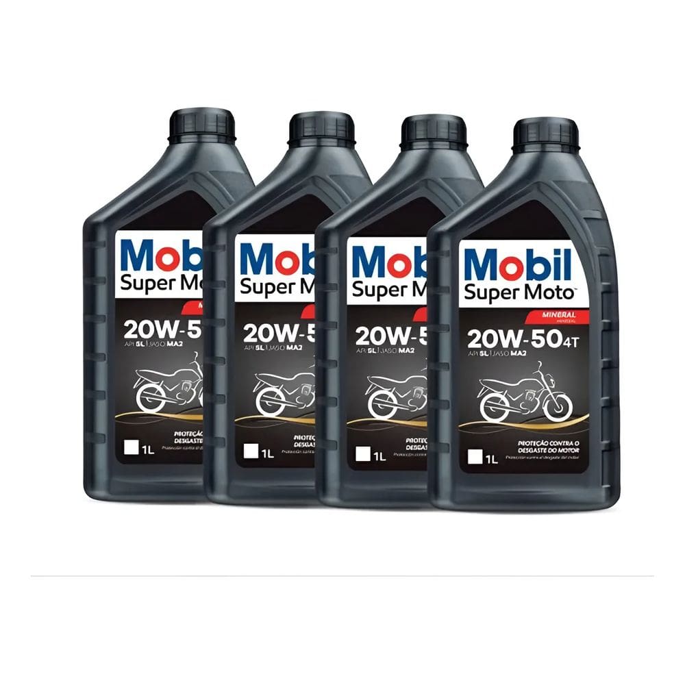 Óleo Mobil 20W50 Para Moto 4 Tempos Mineral 4 Unidades