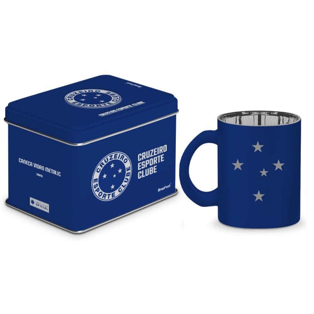 Caneca de Vidro Diamond Metalic Lata - Cruzeiro - 300ml - Brasfoot