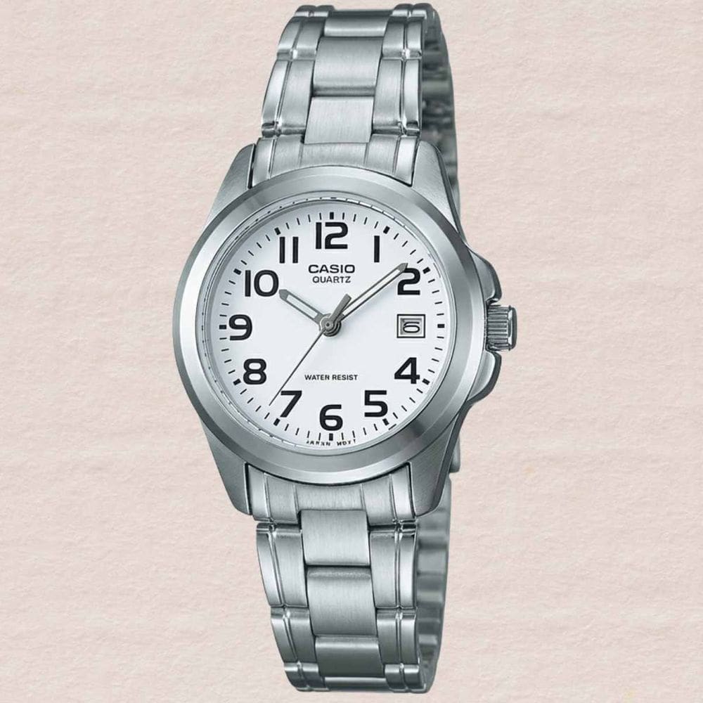 Relógio Casio LTP-1259PD-7BEG Feminino Aço Inoxidável Clássico Analógico Resistente À Água Prata