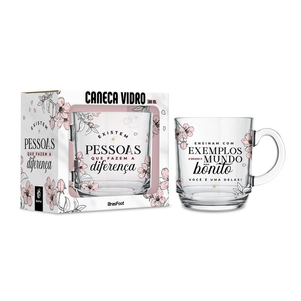 Caneca de Vidro - 300ml - Pessoas que Fazem a Diferença - Brasfoot