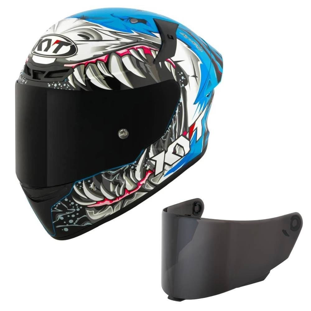 Capacete KYT TT Course Megalodon Azul Mais Viseira Fumê