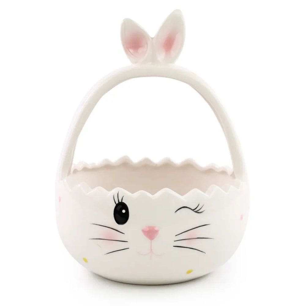 Cesta De Pascoa Coelho C/ Alça Cerâmica Sweet 19x15cm 1050471