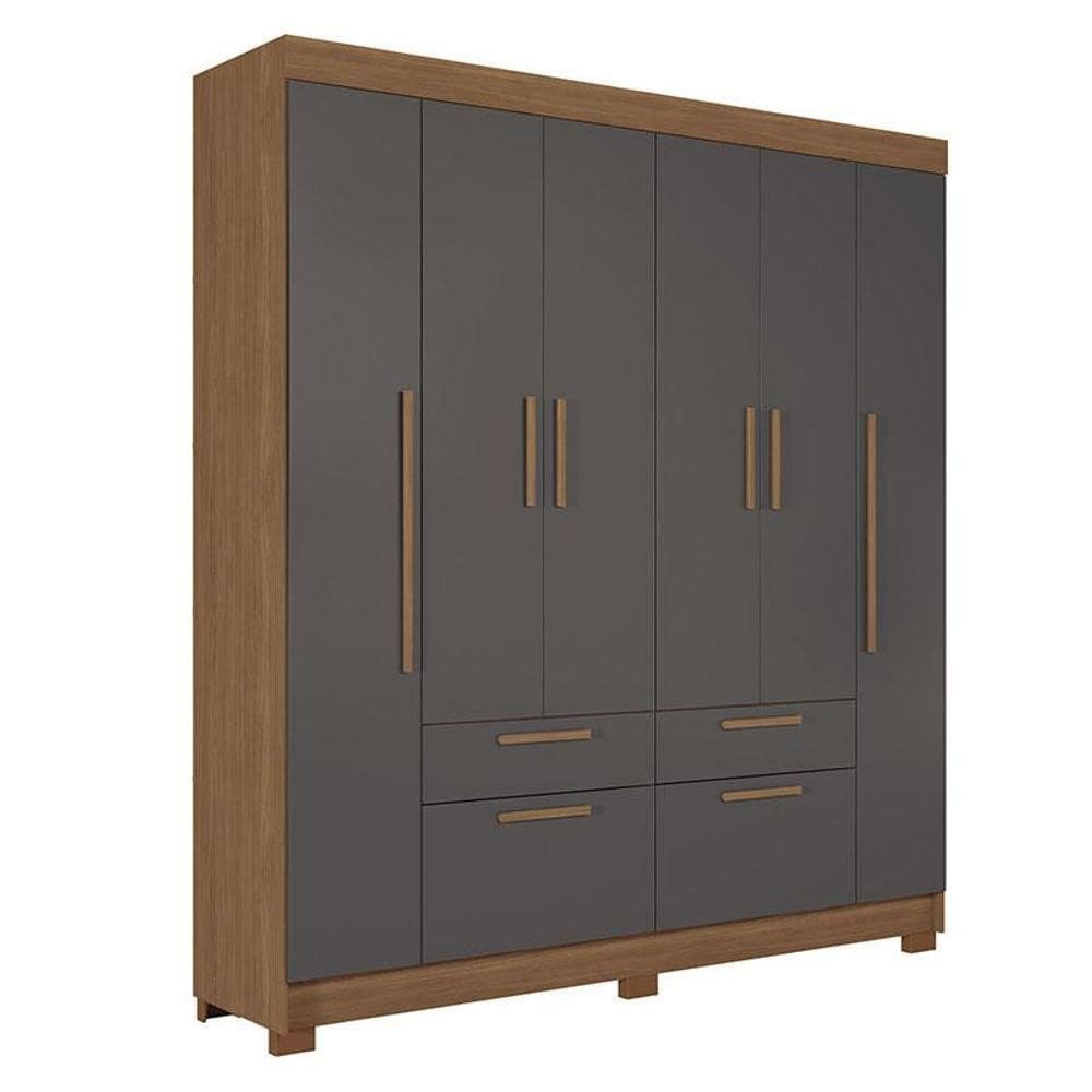 Guarda Roupa Casal 6 Portas Guarapuava Jatobá Grafite - Santos Andirá