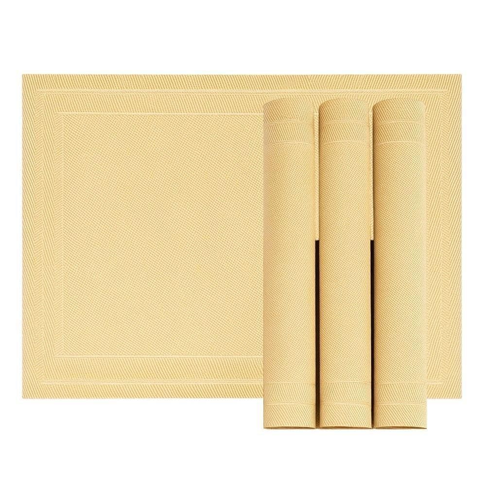 Jogo 4 Lugar Americano Retangular Mesa Pvc Dourado Executivo 30x45cm Em Casa Tem