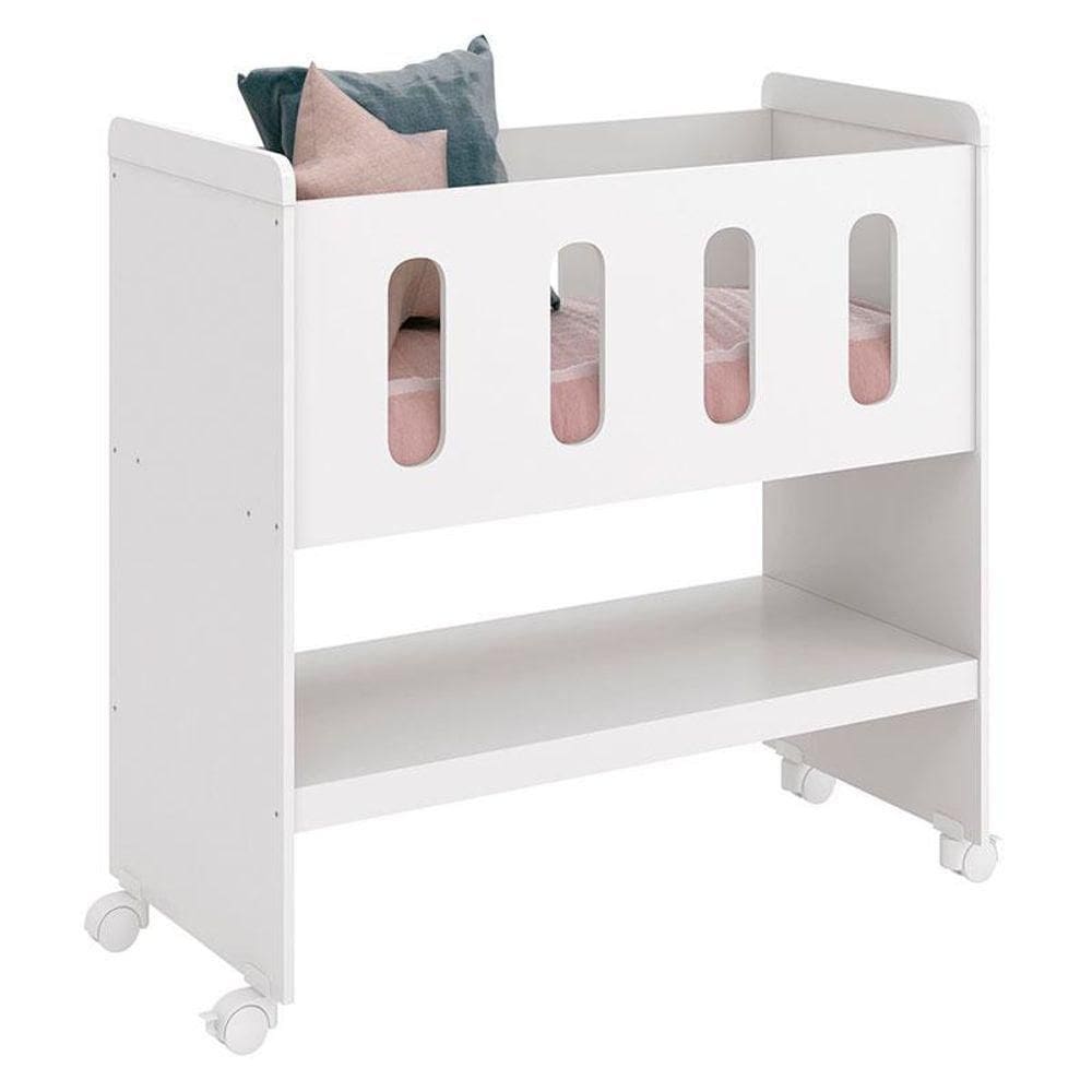 Mini Berço Moisés Zain Branco Brilho Com Colchão - Reller