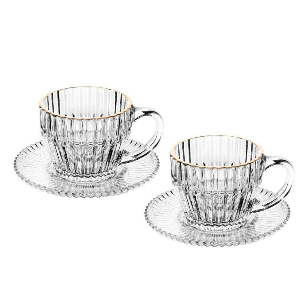 Jogo 2 Xícara De Café De Cristal Com Fio De Ouro Império 110ml Wolff