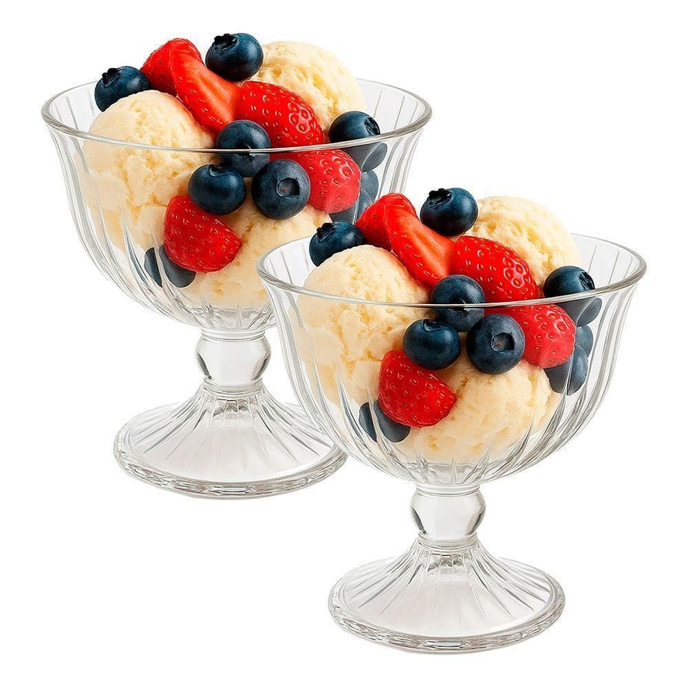 Jogo De Sobremesa 2 Taças Vidro Transparente Melina Mini Bowl Com Pé 200ml Haüskraft