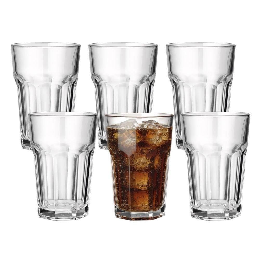 Jogo 6 Copo De Vidro Facetado Transparente água Suco 400ml Class Home