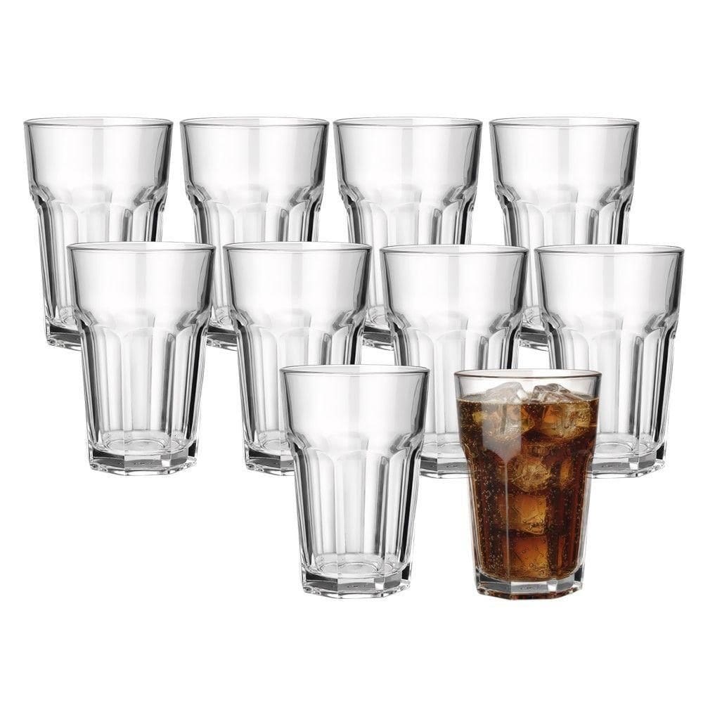 Jogo 10 Copo De Vidro Facetado Transparente água Suco 400ml Class Home