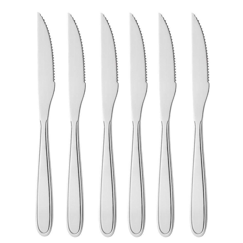 Jogo 6 Facas Aço Inox Prata Em Casa Tem Linha Bronze