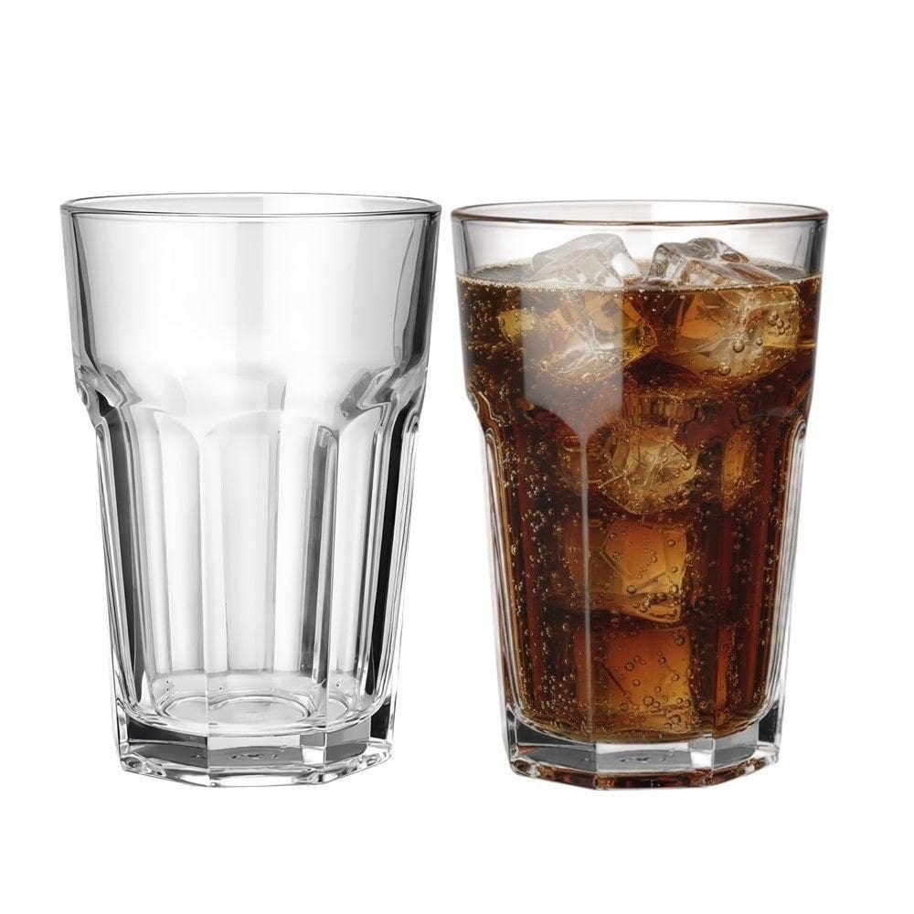 Jogo 2 Copo De Vidro Facetado Transparente água Suco 400ml Class Home