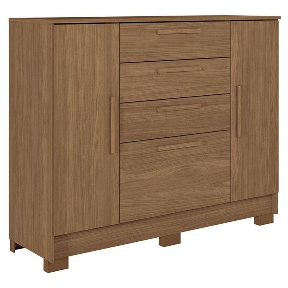 Comoda Pinhais 2 Portas 4 Gavetas Jatobá Acetinado - Santos Andirá