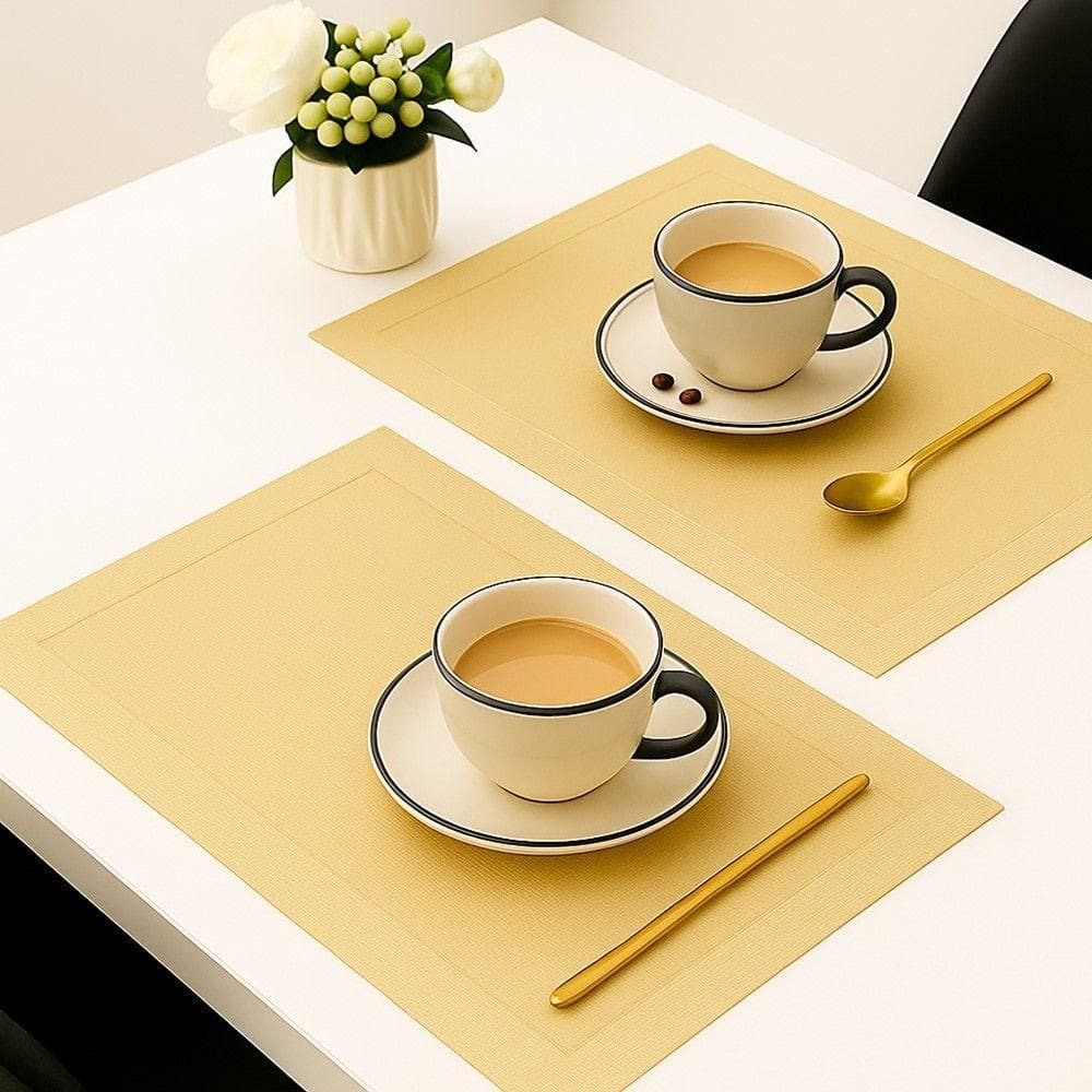 Jogo 2 Lugar Americano Retangular Mesa Pvc Dourado Executivo 30x45cm Em Casa Tem