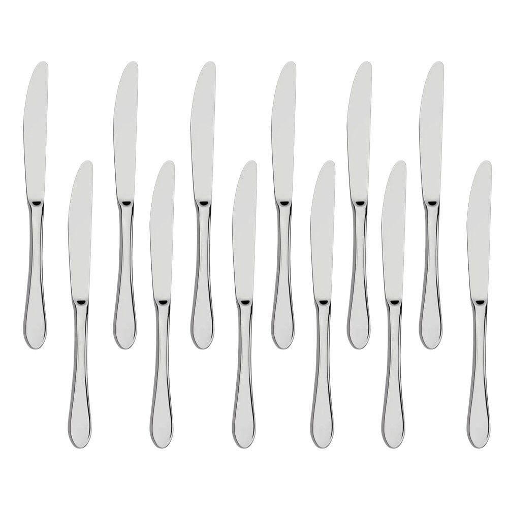 Jogo 12 De Facas De Sobremesa Aço Inox Prata Em Casa Tem 18,5cm