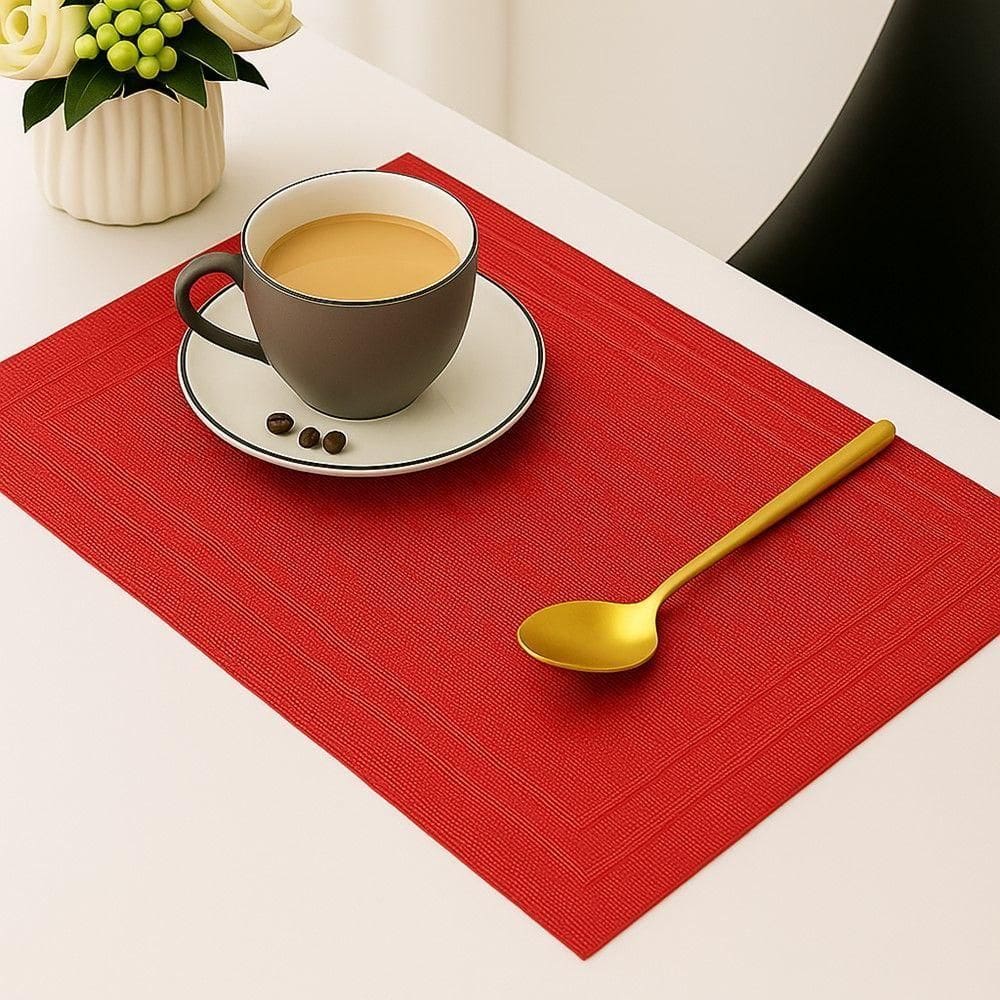 Lugar Americano Retangular Mesa Pvc Vermelho Executivo 30x45cm Em Casa Tem