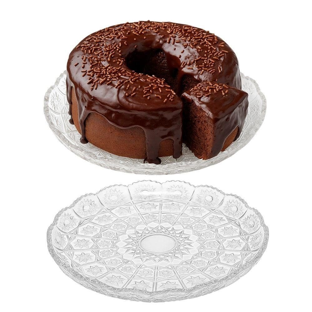Prato Para Bolo Pequeno De Vidro Transparente Bohemia 20,5cm Em Casa Tem