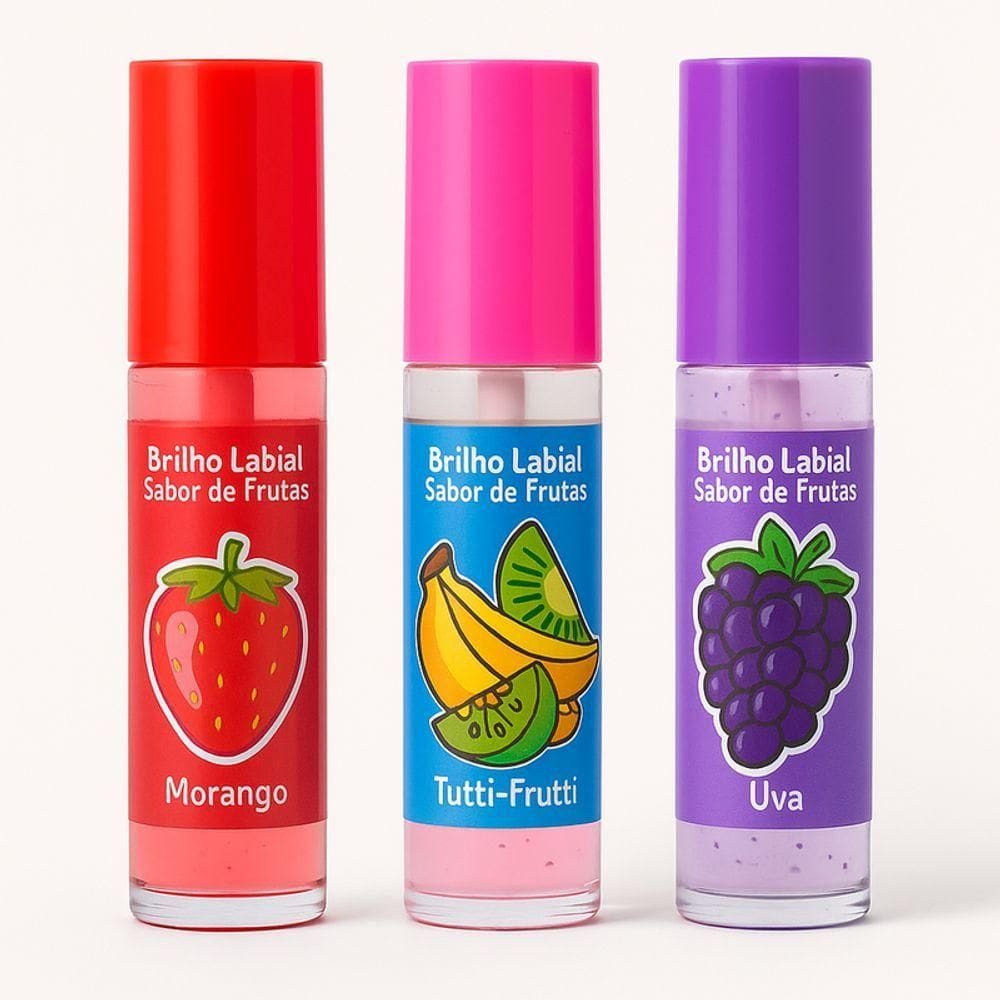 Brilho Labial Sabor Frutas - 3un