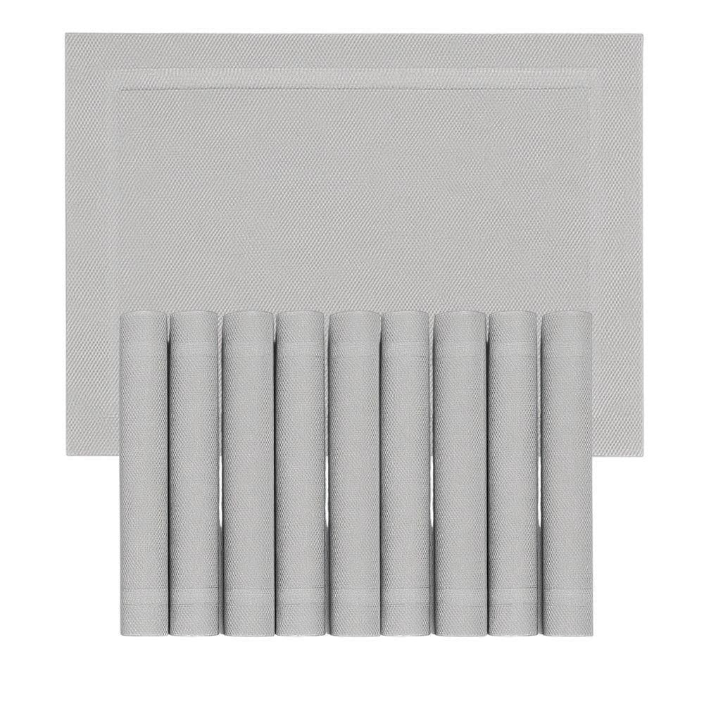 Jogo 10 Lugar Americano Retangular Mesa Pvc Cinza Claro Executivo 30x45cm Em Casa Tem