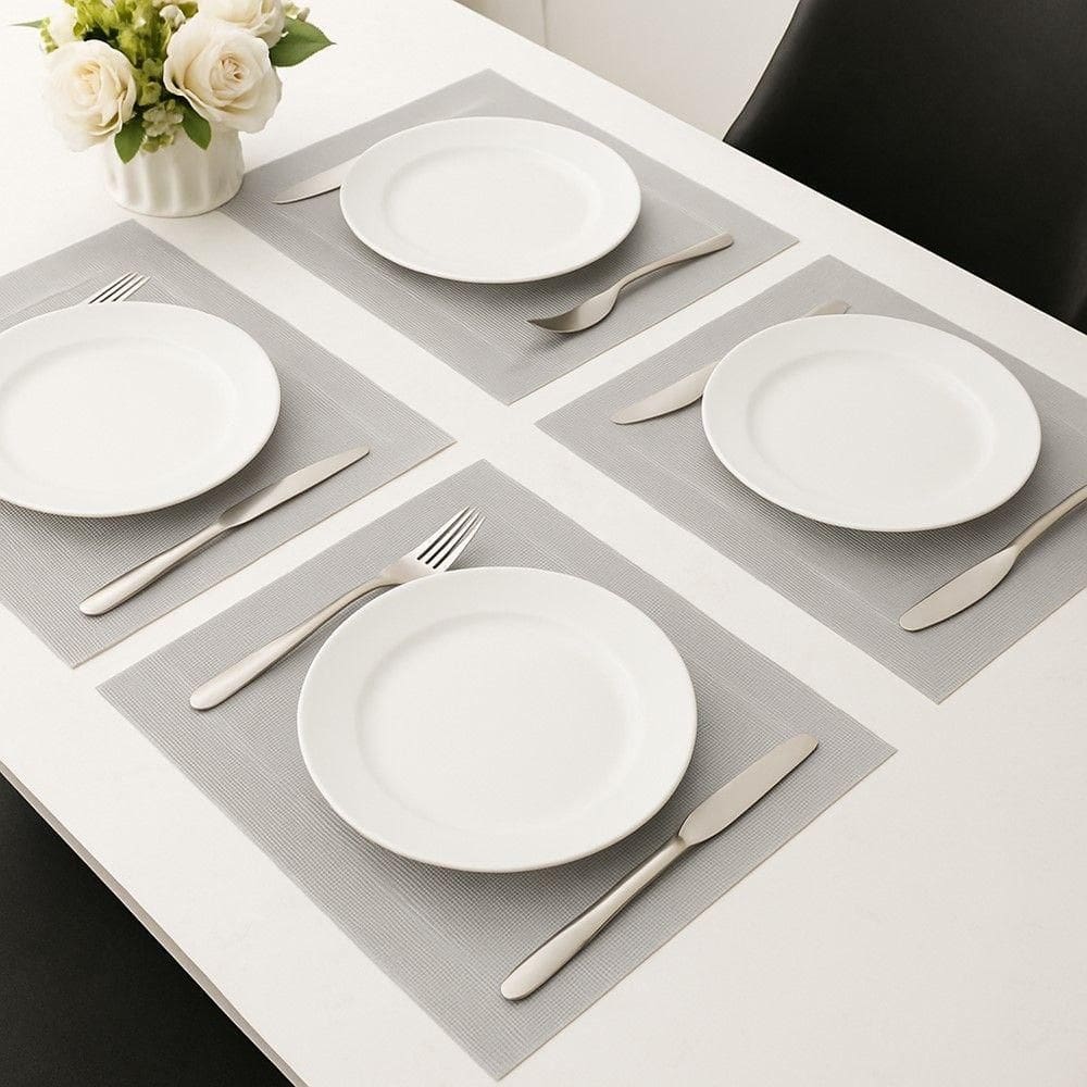 Jogo 4 Lugar Americano Retangular Mesa Pvc Cinza Claro Executivo 30x45cm Em Casa Tem