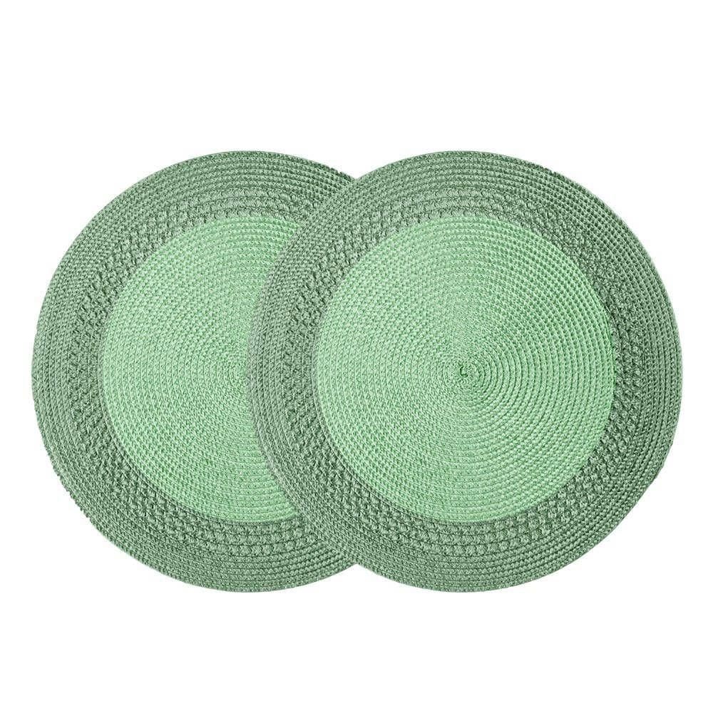 Jogo 2 Lugar Americano Sousplat Redondo Poliester Verde Wolff 38cm