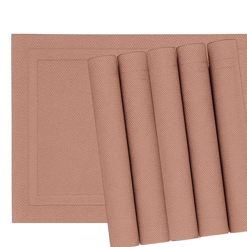 Jogo 6 Lugar Americano Retangular Mesa Pvc Rose Executivo 30x45cm Em Casa Tem