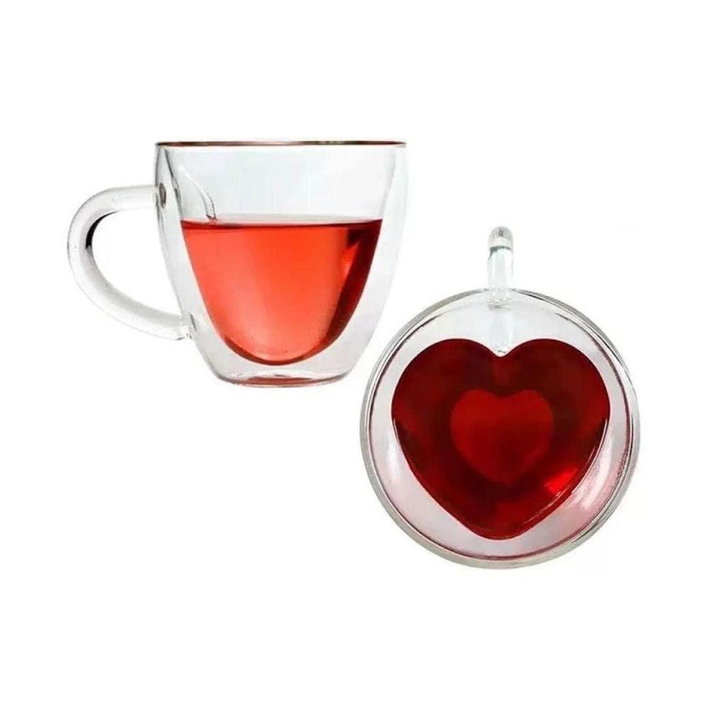 Jogo 2 Xícara De Chá Ou Café 230ml Vidro Com Parede Dupla Lyor