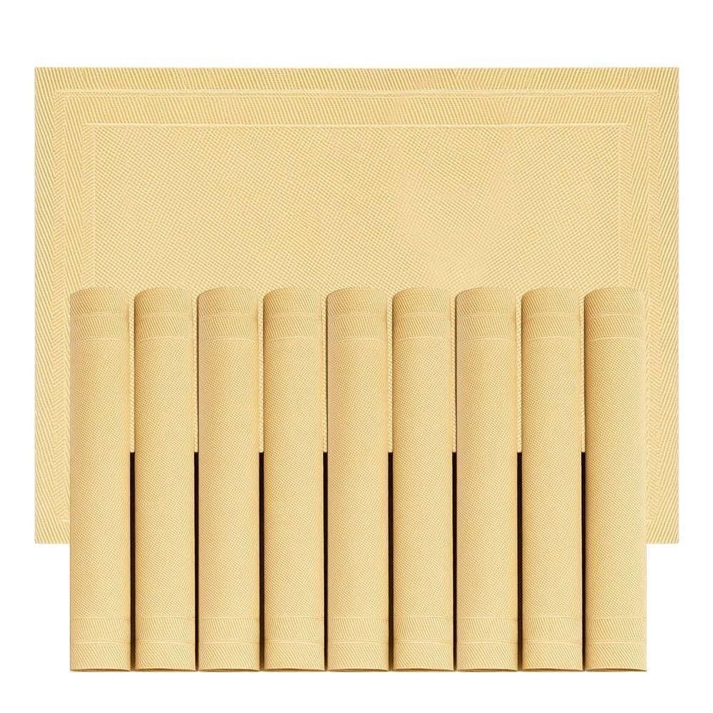 Jogo 10 Lugar Americano Retangular Mesa Pvc Dourado Executivo 30x45cm Em Casa Tem