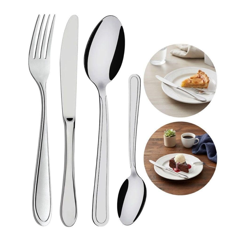 Faqueiro 24 Peças Garfo Faca Colher Para Sobremesa Inox Linha Bronze Em Casa Tem
