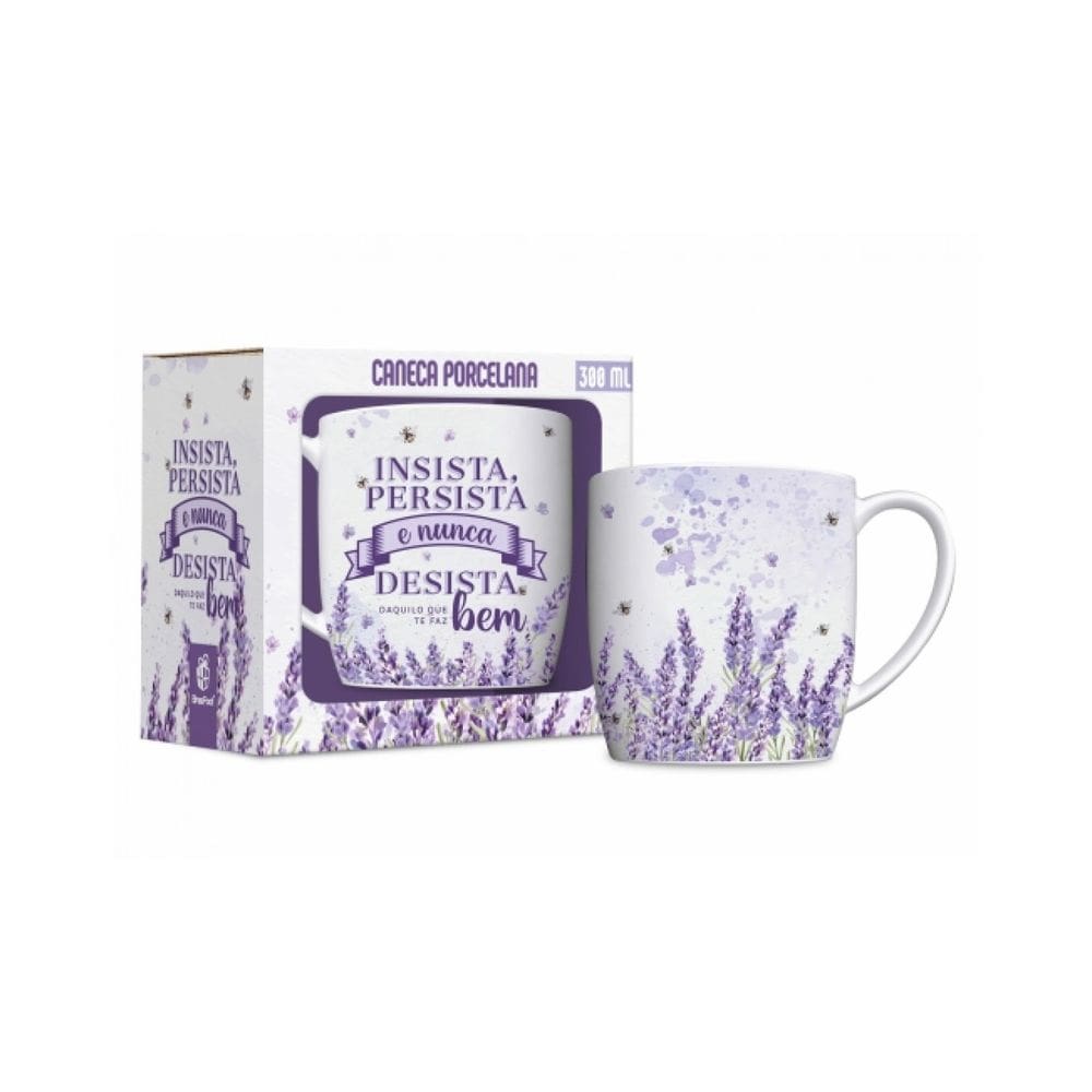 Caneca de Porcelana - 300ml - Lavanda - Brasfoot