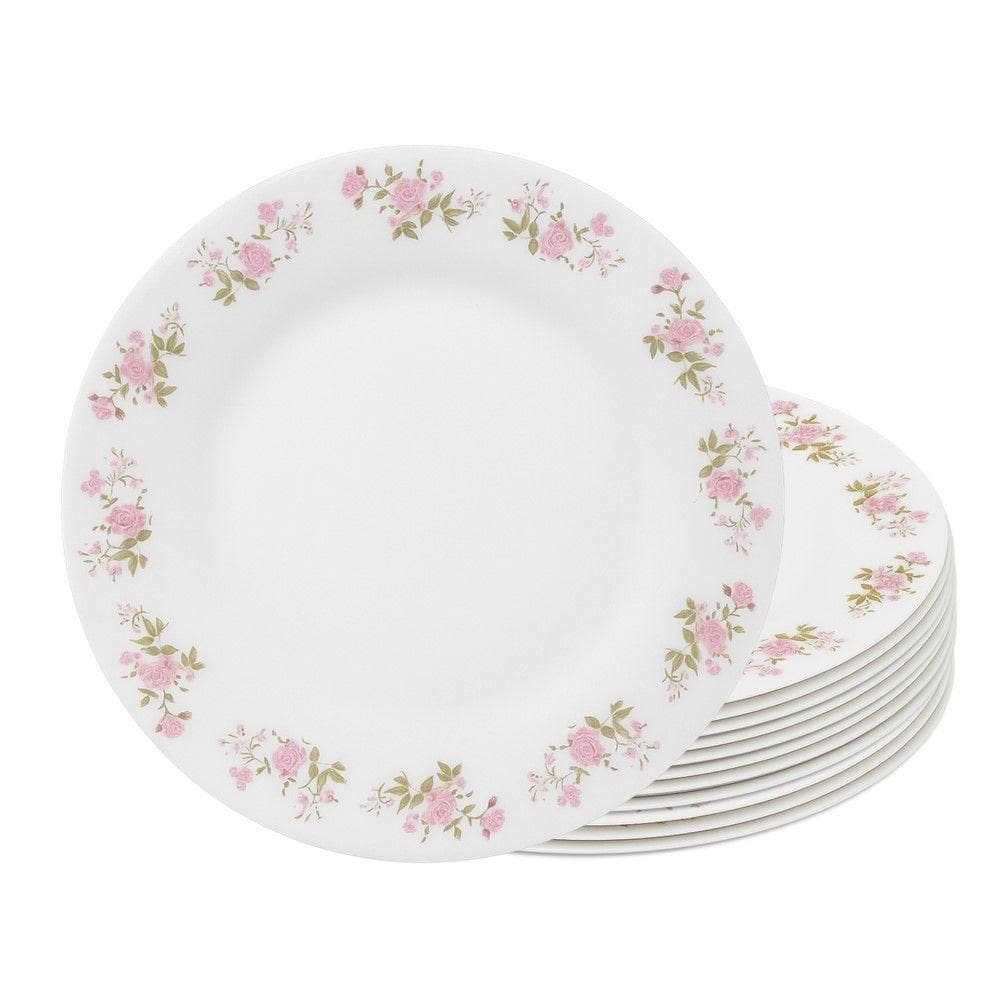 Jogo 12 Prato De Sobremesa De Vidro Flowers Pink 20cm Em Casa Tem