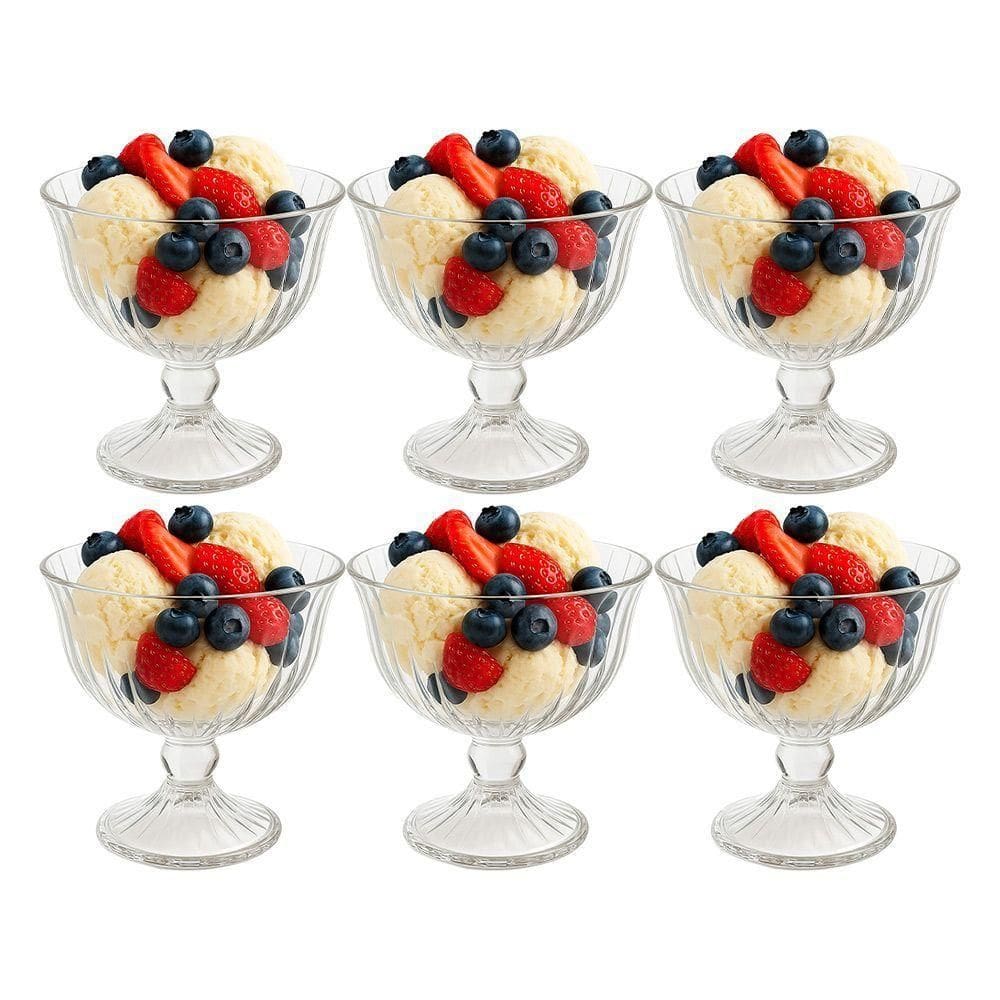 Jogo De Sobremesa 6 Taças Vidro Transparente Melina Mini Bowl Com Pé 200ml Haüskraft