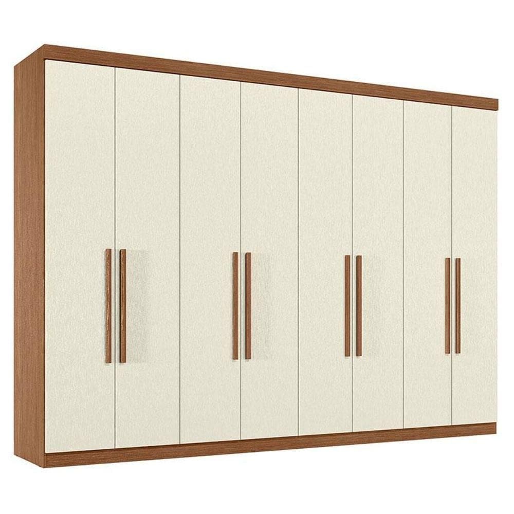 Guarda Roupa Casal 8 Portas 4 Gavetas Master New Jatobá Areia Acetinado - Santos Andirá