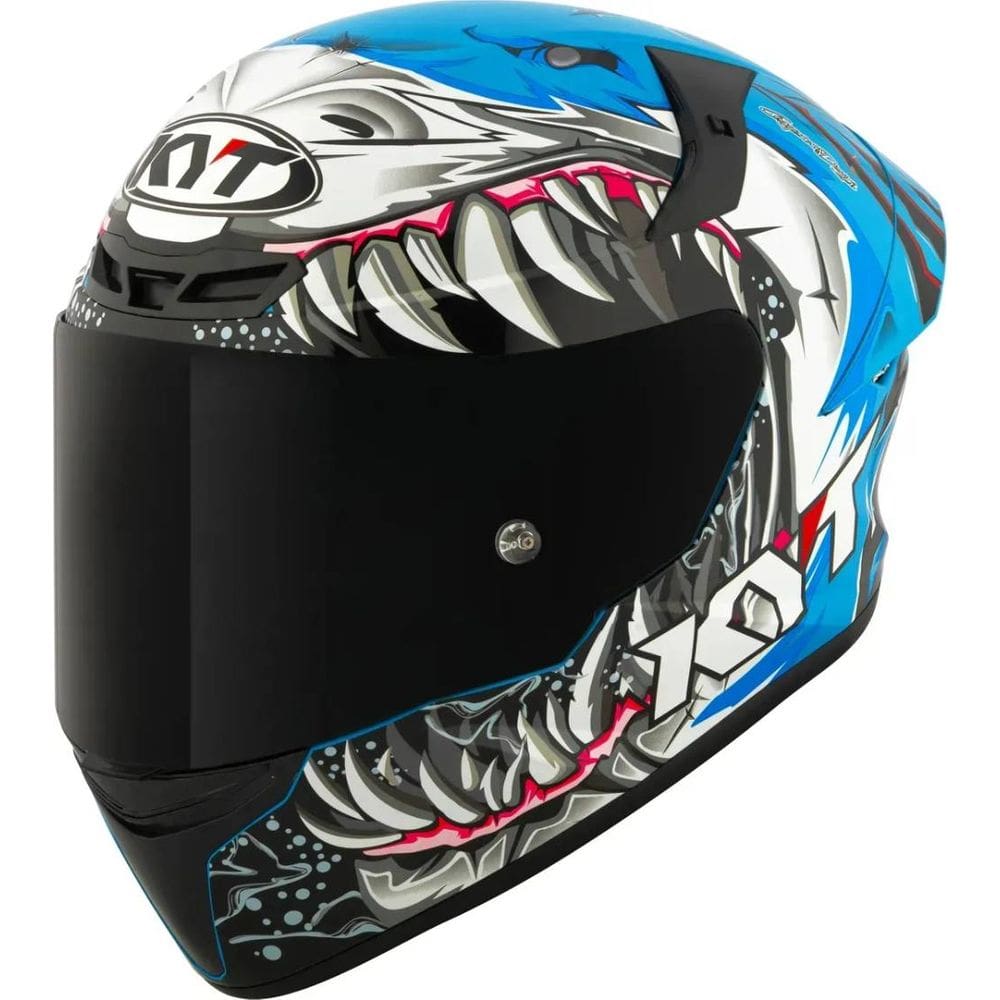 Capacete KYT TT Course Megalodon Cinza e Azul