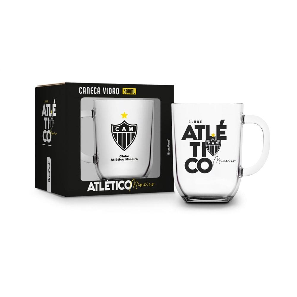 Caneca de Vidro Toronto - Atlético Mineiro - 300ml - Brasfoot