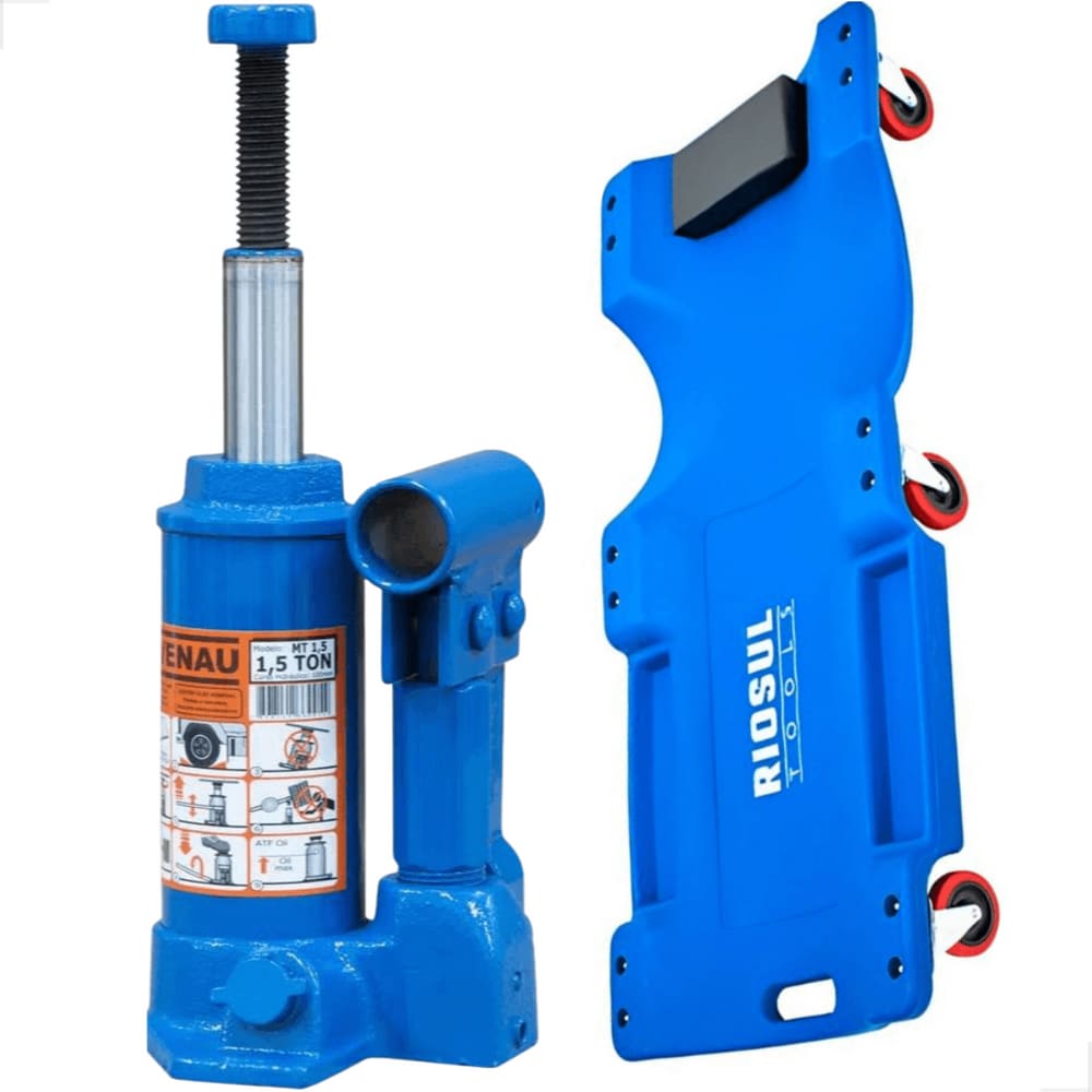 Macaco Garrafa 1,5 Ton Bovenau + Carrinho Esteira Riosultools