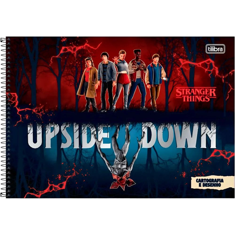 Caderno Cartografia Desenho Stranger Things 80Folhas Tilibra