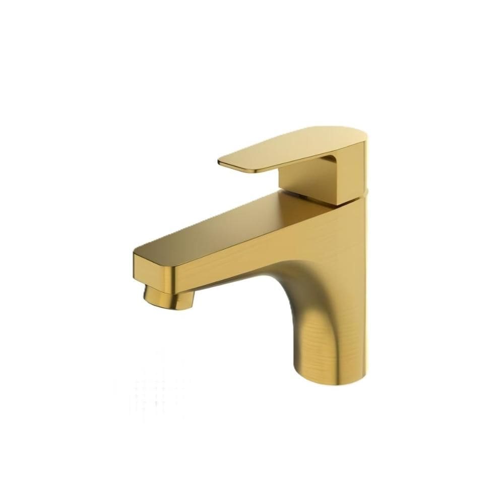 Misturador Monocomando Mesa para Banheiro Bica Baixa Dourado Escovado Led Perflex