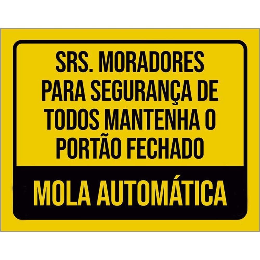 Kit 10 Placa Acm Srs Moradores Portão Fechado Mola 18X23