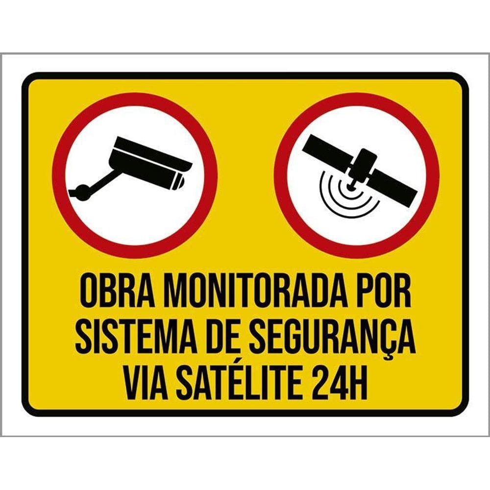 Kit 10 Placa Acm Obra Monitorada Sistema Segurança 18X23