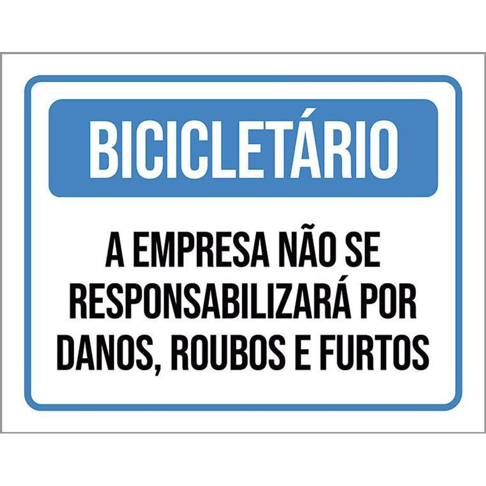 Kit 10 Placa Acm Bicicletário Empresa Roubos Furtos 18X23