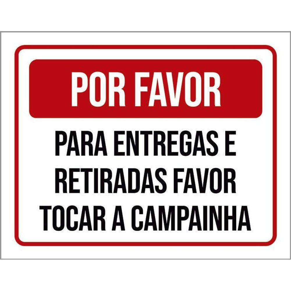 Kit 10 Placa Acm Entregas Retiradas Tocar Campainha 18X23