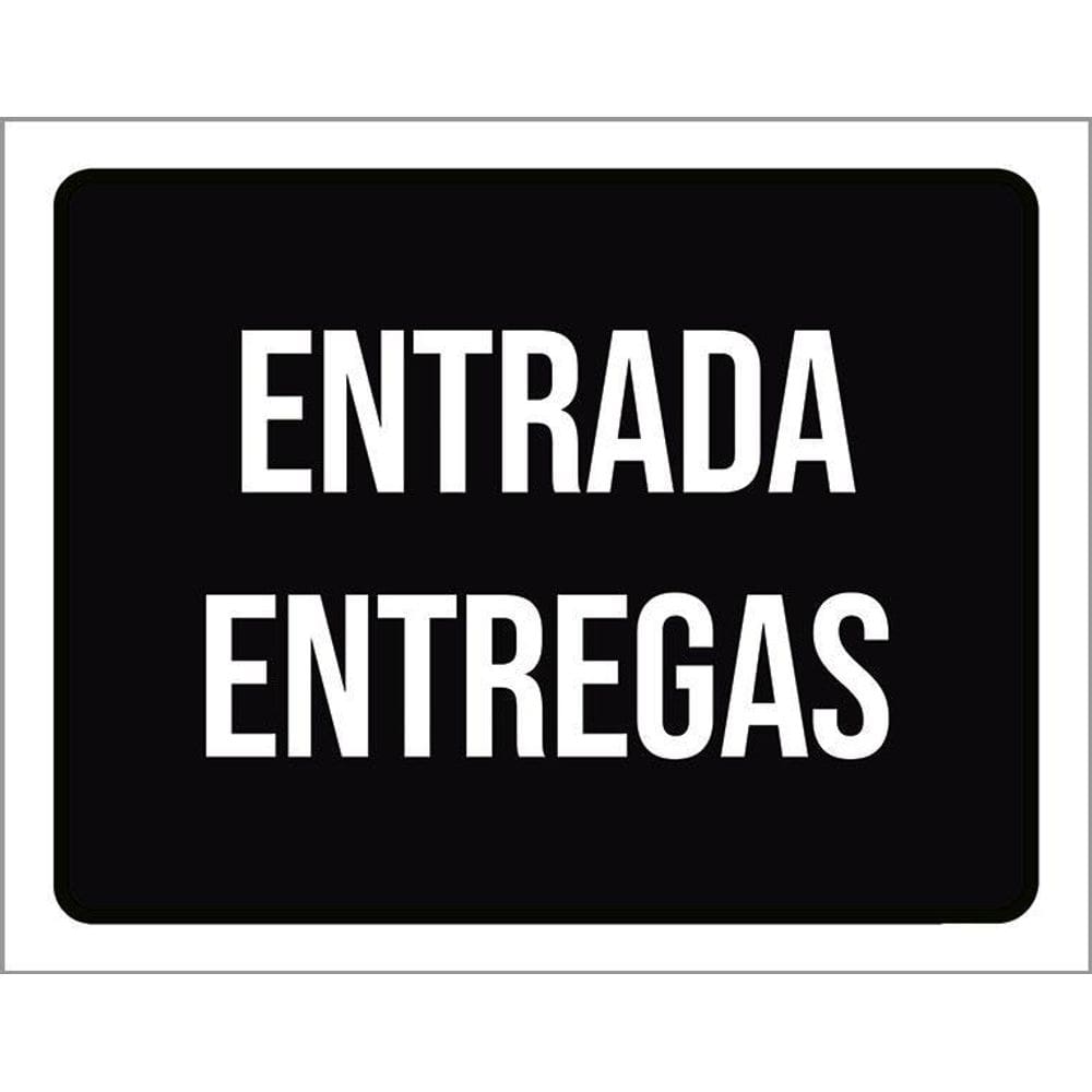 Kit 5 Placa Acm Preta Entrada Entregas 18X23