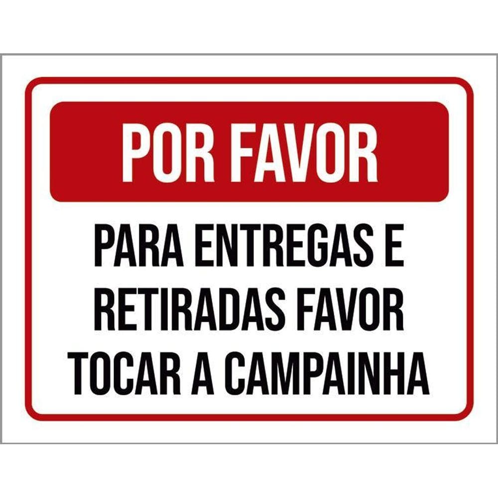 Kit 10 Placa Acm Entregas Retiradas Tocar Campainha 18X23