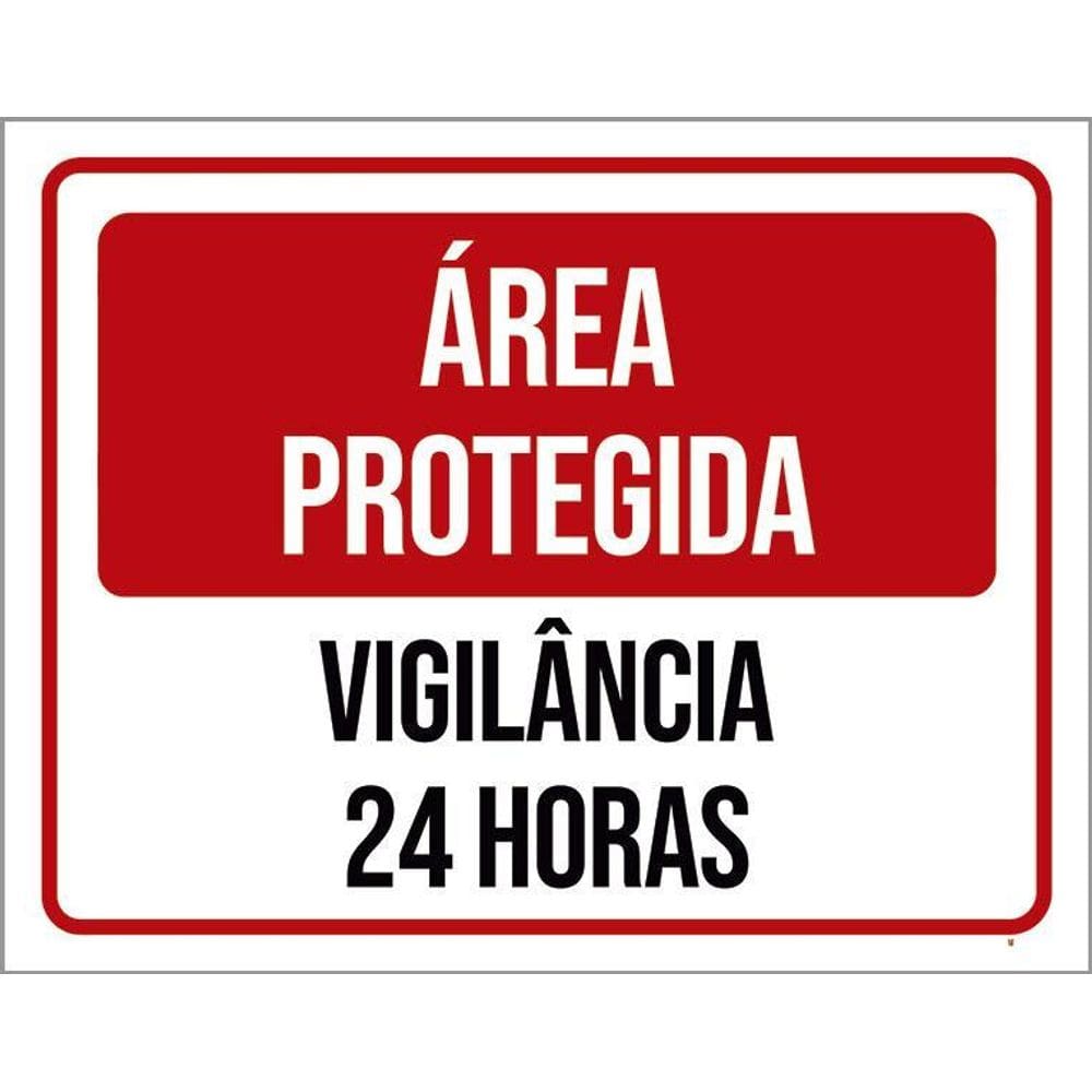 Kit 10 Placa Acm Área Protegida Vilância 24 Horas 18X23