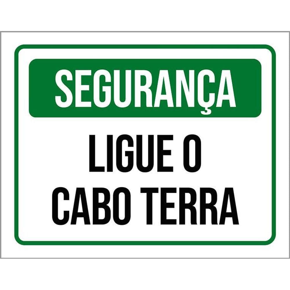 Kit 10 Placa Acm De Segurança Ligue O Cabo Terra 18X23