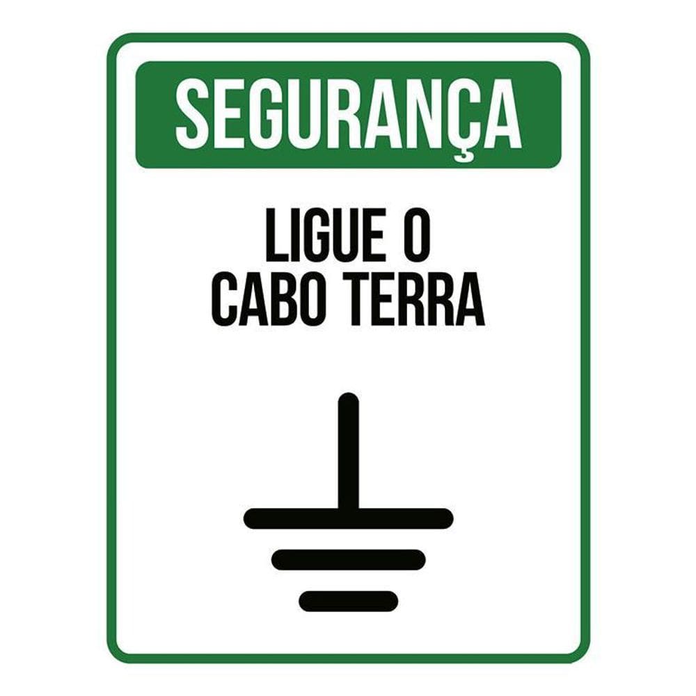 Kit 10 Placa Acm Segurança Ligue Cabo Terra Verde 18X23